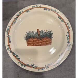 Henn Pottery 1999 Botanical Shaker Herb Gathering Basket Charger Plate  #66